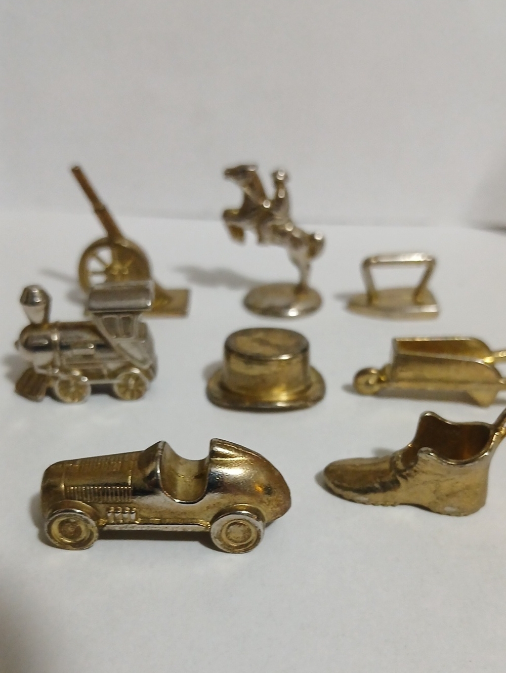 Gold Mpnopoly Game Tokens Set Of 8 - Assorted Vintage Game Pieces